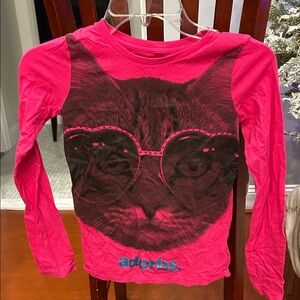 Adorbs Pink Cat Graphic Long Sleeve Tee